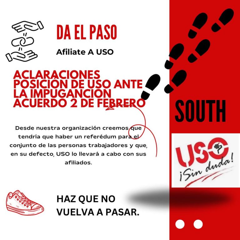 Aclaración sobre la posición de USO: Impugnación Acuerdo creación de SOUTH