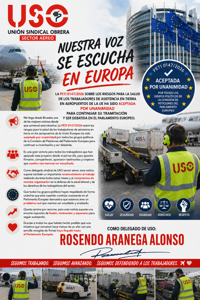 RIESGOS PARA LA SALUD DE LOS AGSAS: PETICIÓN DE USO ACEPTA POR UANIMIDAD EN EL PARLAMENTO EUROPEO