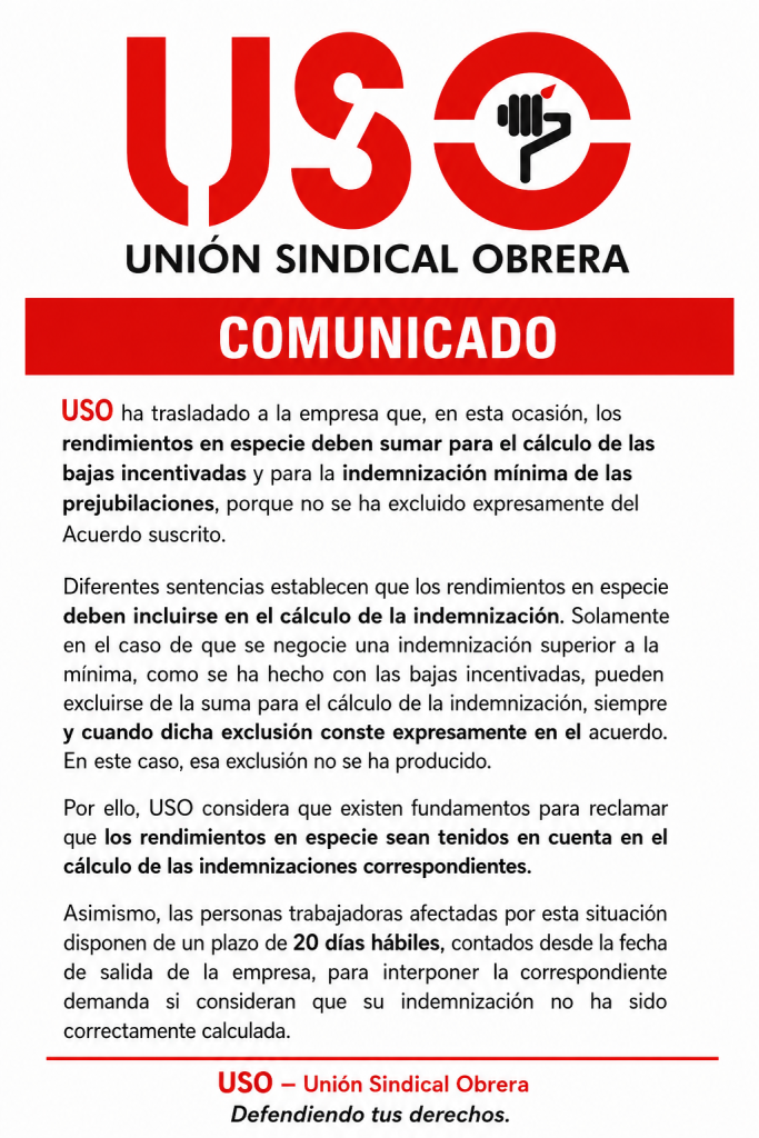 LOS RENDIMIENTOS EN ESPECIE DEBERÍAN SUMAR PARA LAS BAJAS INCENTIVADAS